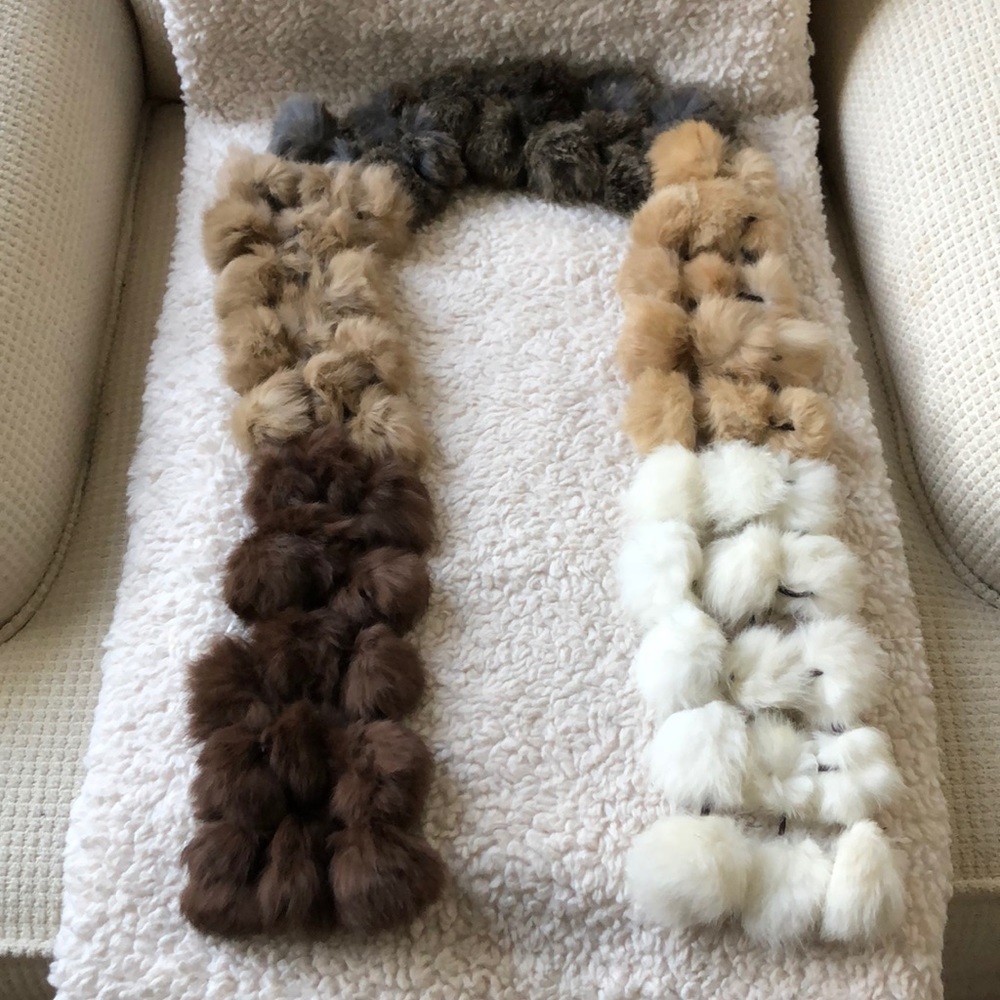 Genuine multi colored rabbit scarf